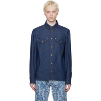 베르사체 진 꾸뛰르 베르사체 Versace Jeans Couture Indigo Flap Pocket Denim Shirt 231202M192020