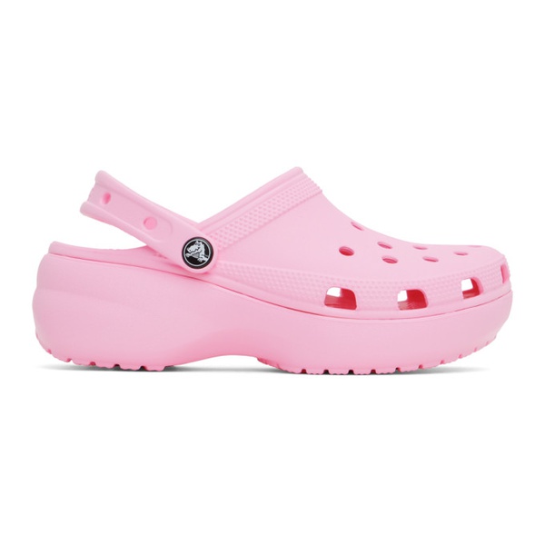 크록스 Crocs Pink Classic Platform Clogs 231209F121040