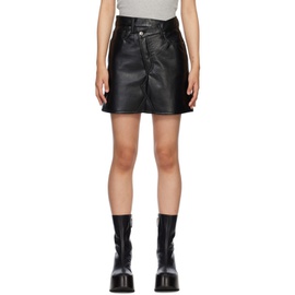 에이골디 AGOLDE Black Criss Cross Leather Miniskirt 231214F090004