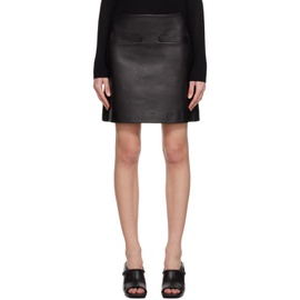 띠어리 Theory Black A-Line Leather Miniskirt 231216F090001