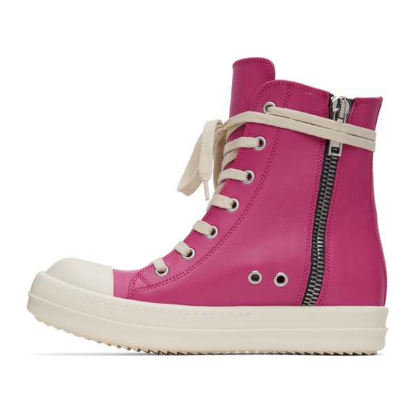  릭 오웬스 Rick Owens Pink Leather High Sneakers 231232M236034