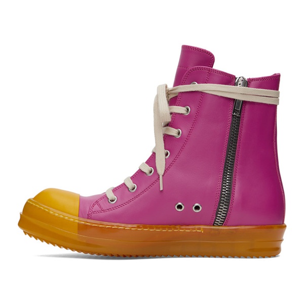  릭 오웬스 Rick Owens Pink Leather High Sneakers 231232M236035