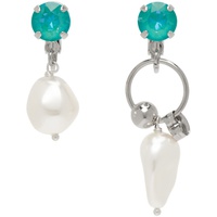 주스틴 클렁퀘 Justine Clenquet SSENSE Exclusive Silver & Blue Stan Earrings 231235F022041
