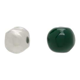 질샌더 Jil Sander Silver & Green Stud Earrings 231249M144004