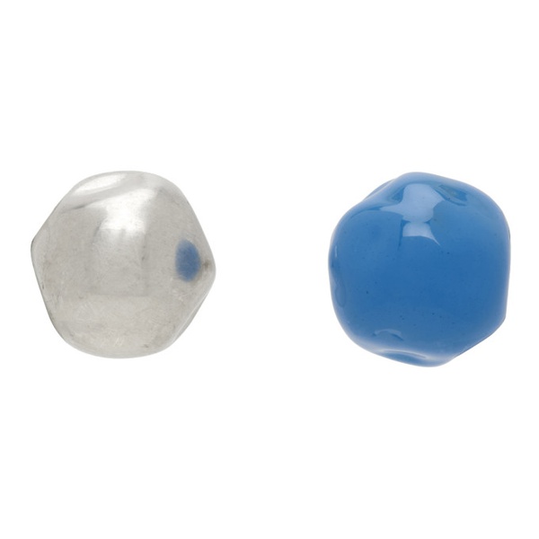 질샌더 질샌더 Jil Sander Silver & Blue Stud Earrings 231249M144005