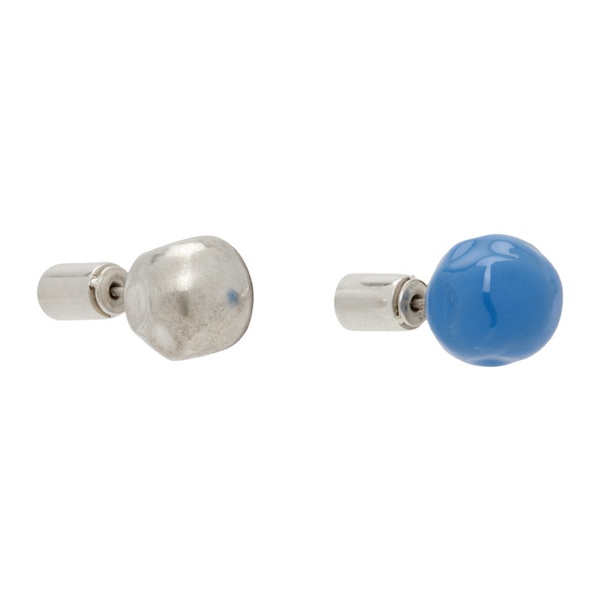 질샌더 질샌더 Jil Sander Silver & Blue Stud Earrings 231249M144005