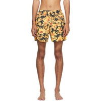 질샌더 Jil Sander Yellow & Black Floral Swim Shorts 231249M208000