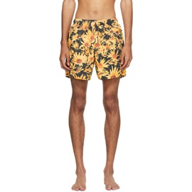질샌더 Jil Sander Yellow & Black Floral Swim Shorts 231249M208000