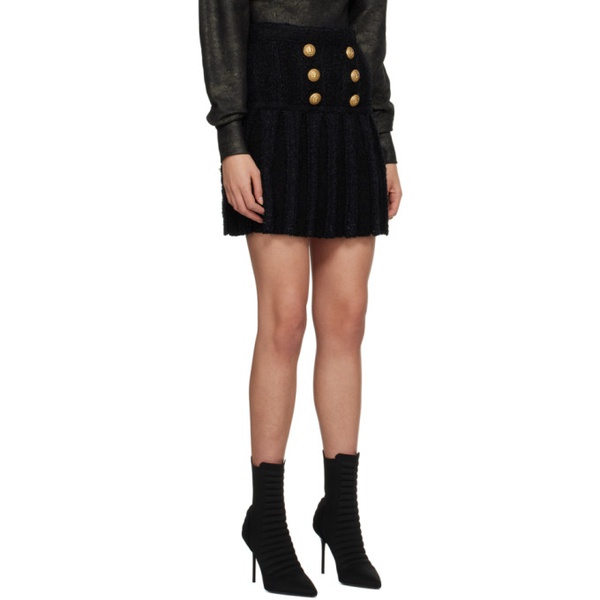 발망 발망 Balmain Black Pleated Miniskirt 231251F090039