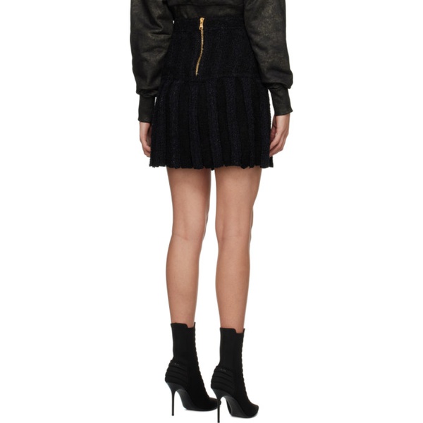 발망 발망 Balmain Black Pleated Miniskirt 231251F090039
