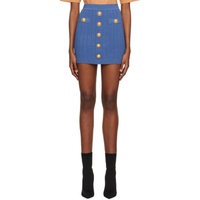 발망 Balmain Blue Buttoned Miniskirt 231251F090048