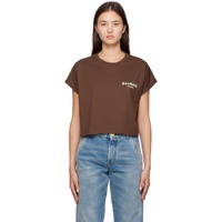 발망 Balmain Brown Flock T-Shirt 231251F110051