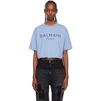 발망 Balmain Blue Cropped T-Shirt 231251F110055