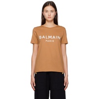 발망 Balmain Tan Printed T-Shirt 231251F110058