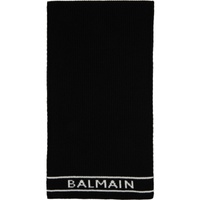 발망 Balmain Black Logo Scarf 231251M150005