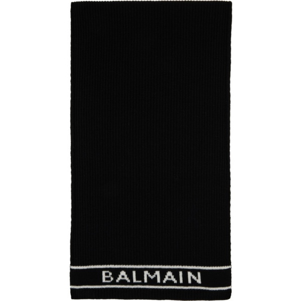 발망 발망 Balmain Black Logo Scarf 231251M150005