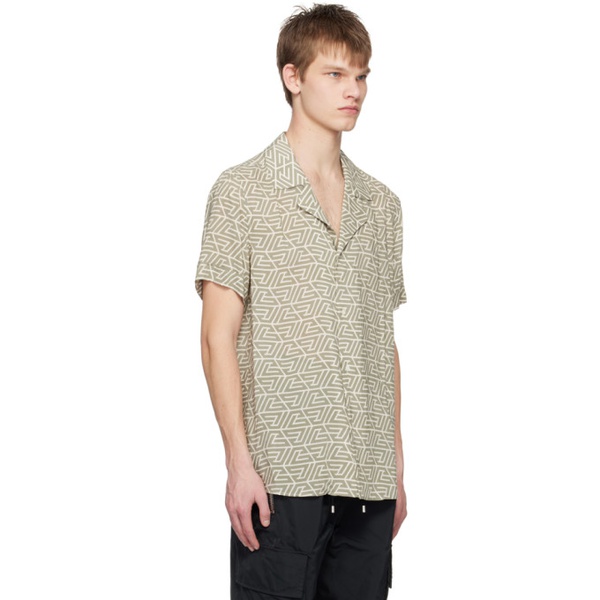 발망 발망 Balmain Khaki Printed Shirt 231251M192003