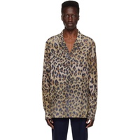 발망 Balmain Brown Leopard Shirt 231251M192006