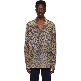 발망 Balmain Brown Leopard Shirt 231251M192006