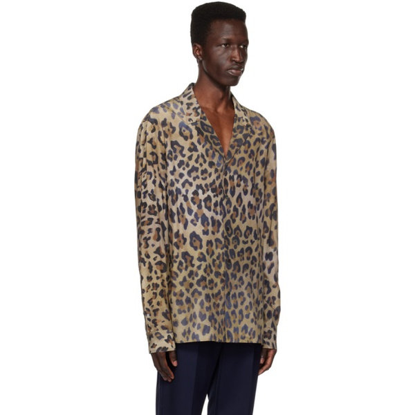 발망 발망 Balmain Brown Leopard Shirt 231251M192006