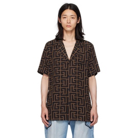 발망 Balmain Brown & Black Printed Shirt 231251M192018