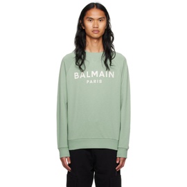 발망 Balmain Green Printed Sweatshirt 231251M204025