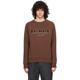 발망 Balmain Burgundy Flocked Sweatshirt 231251M204029