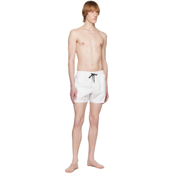 발망 발망 Balmain White Printed Swim Shorts 231251M208009