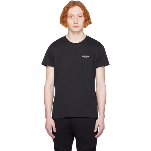 발망 발망 Balmain Black Flocked T-Shirt 231251M213001