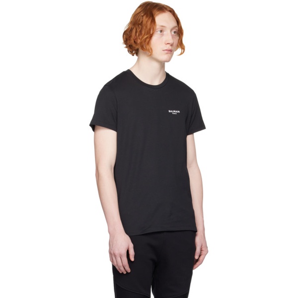 발망 발망 Balmain Black Flocked T-Shirt 231251M213001