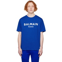 발망 Balmain Blue Printed T-Shirt 231251M213004