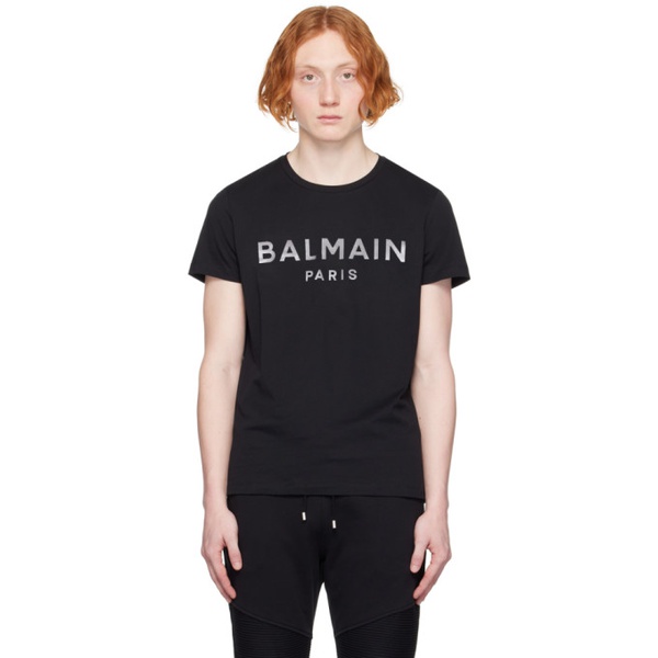 발망 발망 Balmain Black Printed T-Shirt 231251M213010