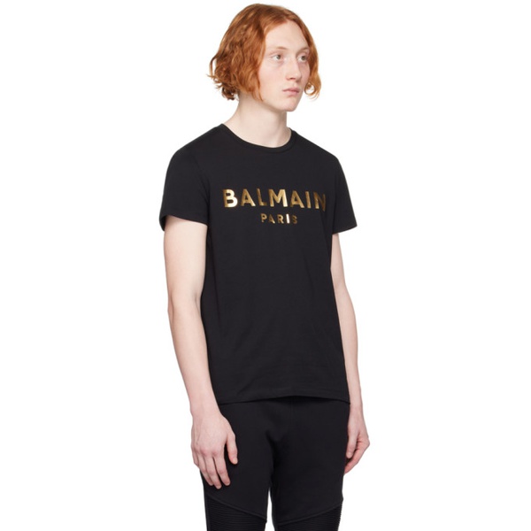 발망 발망 Balmain Black Printed T-Shirt 231251M213011