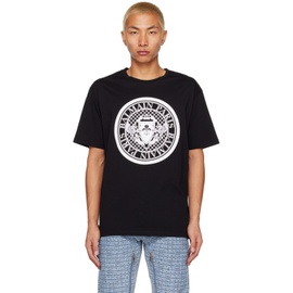 발망 Balmain Black Flocked T-Shirt 231251M213016