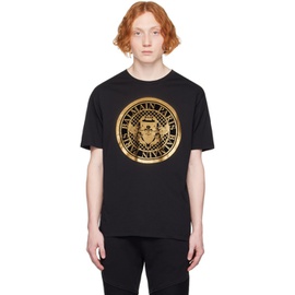 발망 Balmain Black Coin T-Shirt 231251M213018