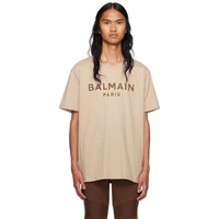 발망 Balmain Beige Flocked T-Shirt 231251M213066