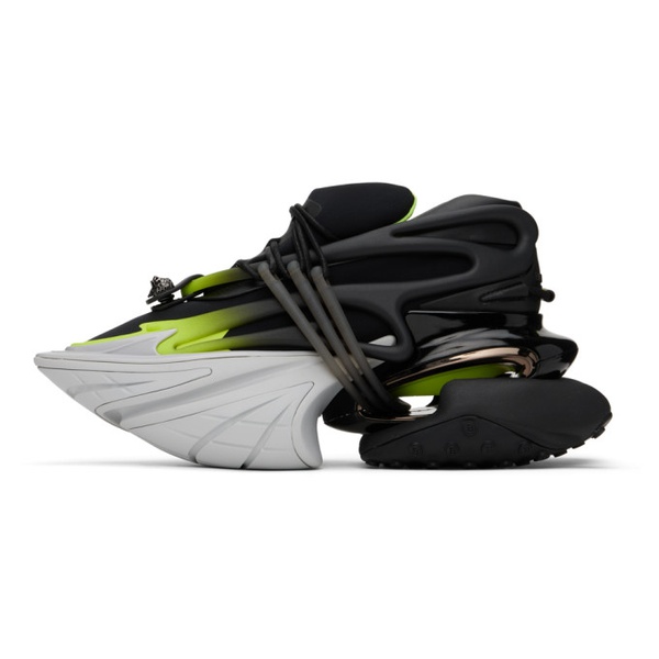 발망 발망 Balmain Black & Green Fluorescent Unicorn Sneakers 231251M237045