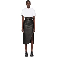 알렉산더맥퀸 Alexander McQueen Black Slashed Leather Midi Skirt 231259F092011