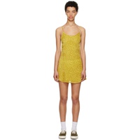 ERL Yellow Flocked Mini Dress 231260F052002