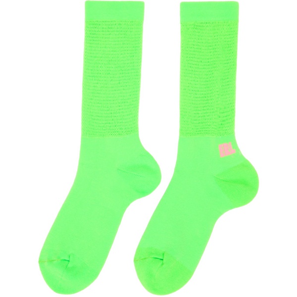  ERL Green Open Knit Socks 231260F076000