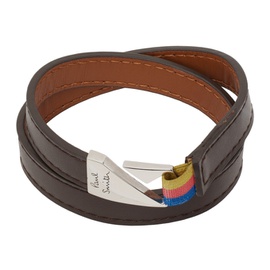 폴스미스 Paul Smith Brown Leather Hook Bracelet 231260M142007
