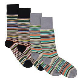 폴스미스 Paul Smith Two-Pack Multicolor Striped Socks 231260M220004