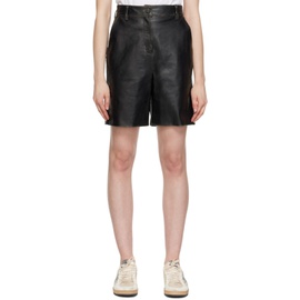 골든구스 Golden Goose Black Four-Pocket Leather Shorts 231264F088000