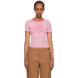 브레인 데드 Brain Dead Pink Worldwide T-Shirt 231266F110003