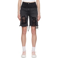 지방시 Givenchy Black Distressed Denim Shorts 231278F069001