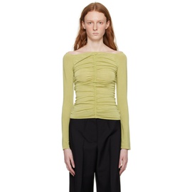 지방시 Givenchy Green Ruched Long Sleeve T-Shirt 231278F110002