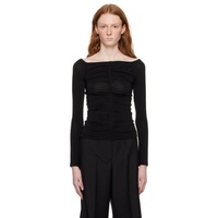 지방시 Givenchy Black Ruched Long Sleeve T-Shirt 231278F110003