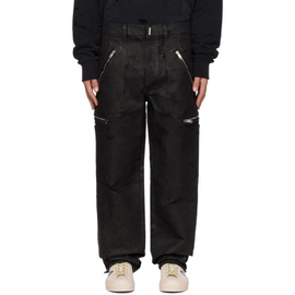 지방시 Givenchy Black Cracked Denim Cargo Pants 231278M191004