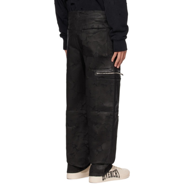 지방시 지방시 Givenchy Black Cracked Denim Cargo Pants 231278M191004