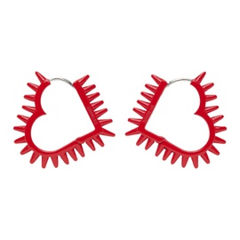 웰던 We11done Red Small Spike Heart Earrings 231327F022002